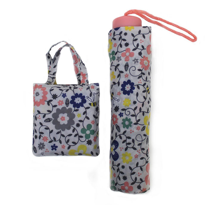 totes Ladies Floral Umbrella and Shopper Bag Set Floral Extra Image 1