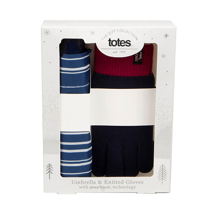 totes Supermini Navy Stripe & Knit Glove Gift Set (3 Section) Extra Image 1