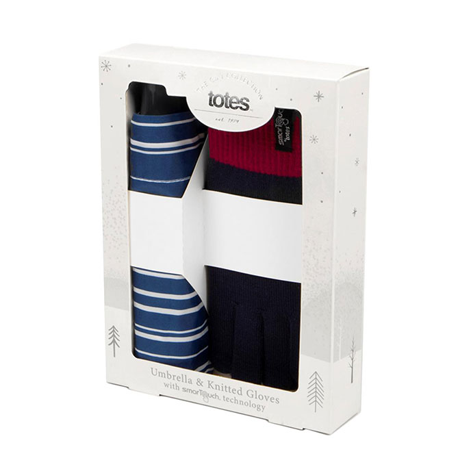 totes Supermini Navy Stripe & Knit Glove Gift Set (3 Section) Extra Image 4
