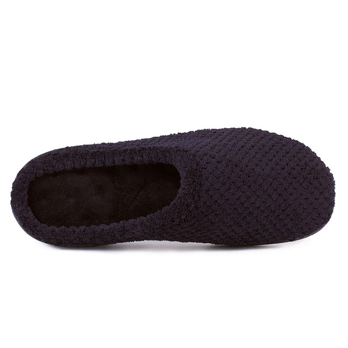 Isotoner Ladies Popcorn Terry Mule Slippers Black Extra Image 3