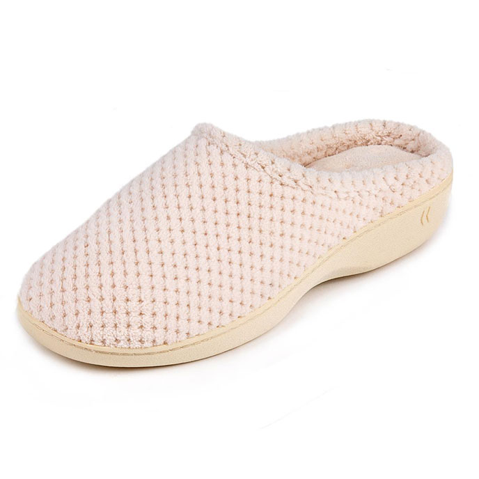 Isotoner Ladies Popcorn Terry Mule Slippers Natural Extra Image 1