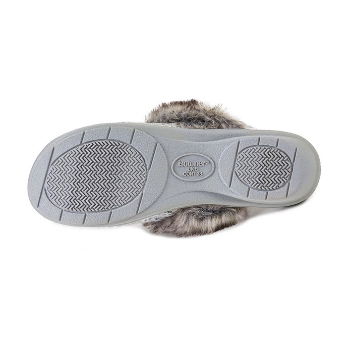 Isotoner Ladies Sparkle Knit Mule Slippers Grey Extra Image 4