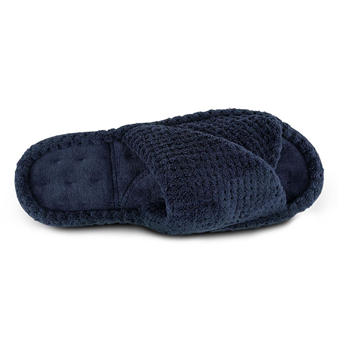 Isotoner Ladies Popcorn Turnover Open Toe Slippers Navy Extra Image 3