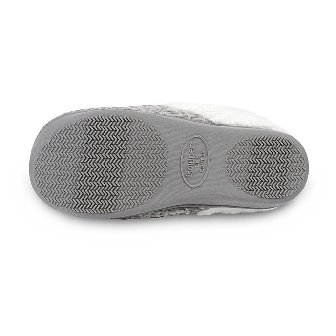 Isotoner Ladies Chenille Mule Slippers Grey Extra Image 4