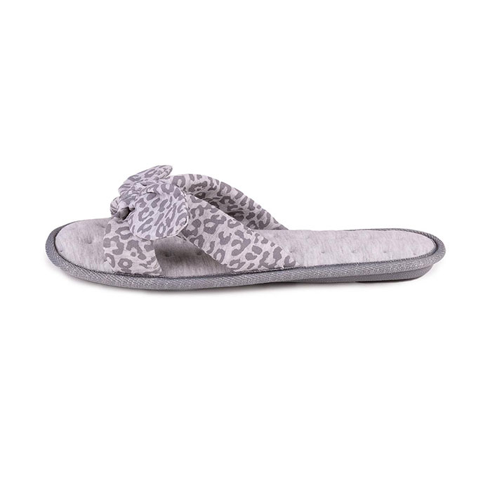 Isotoner Ladies Jersey Knot Front Open Toe Slippers Grey