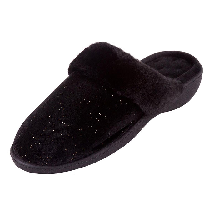ladies black mule slippers