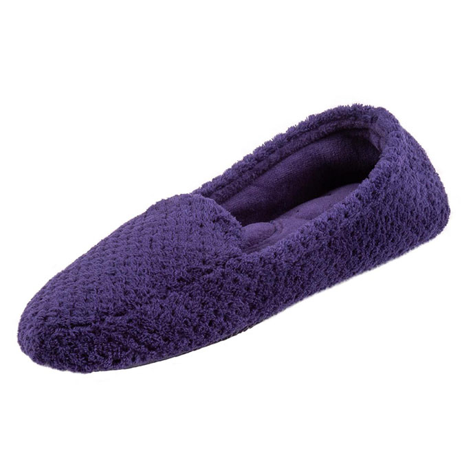 Isotoner Ladies Popcorn Moccasin Slippers Navy Extra Image 1