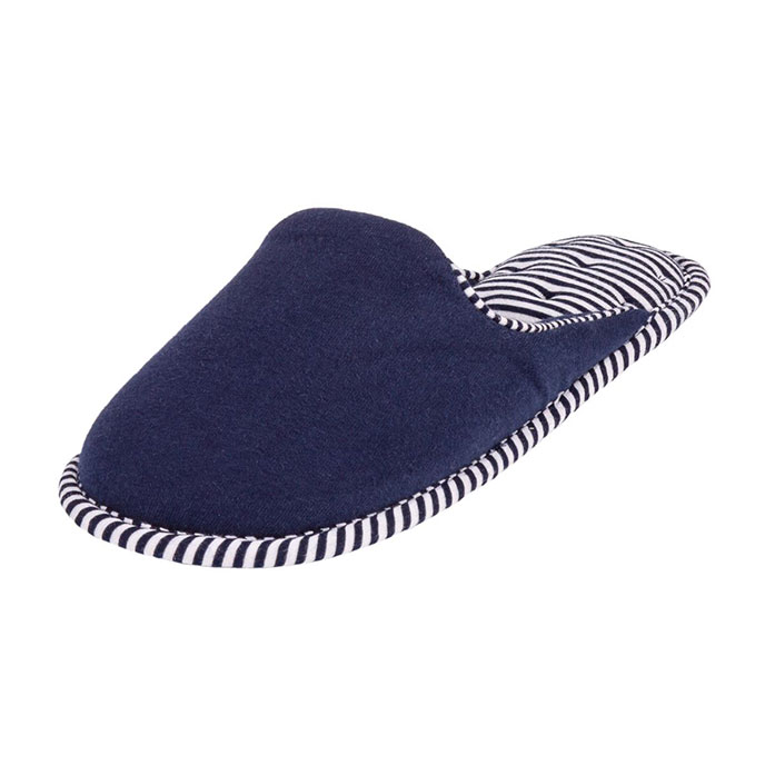 Isotoner Ladies Striped Mule Slippers Navy Extra Image 1