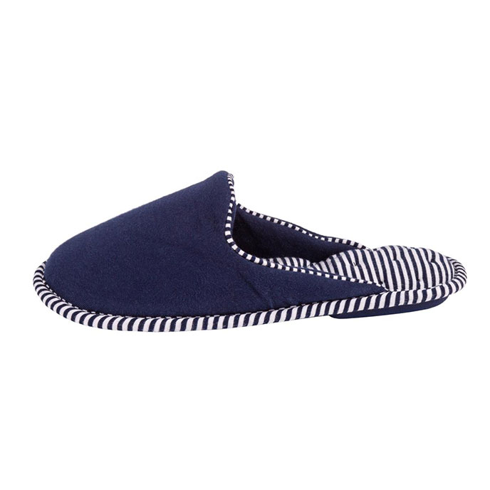 Isotoner Ladies Striped Mule Slippers Navy Extra Image 2