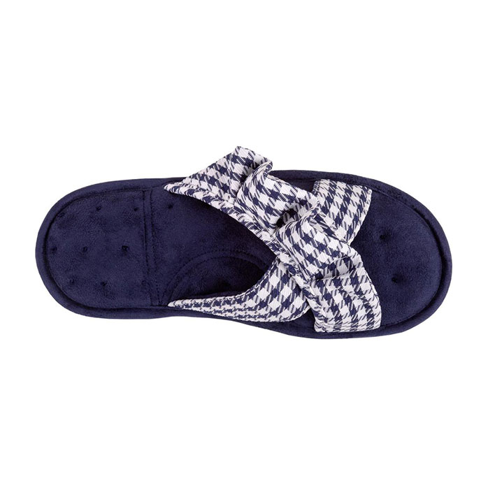 Isotoner Ladies Frill Open Toe Slippers Navy Extra Image 3