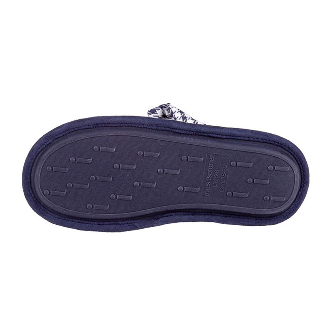 Isotoner Ladies Frill Open Toe Slippers Navy Extra Image 4
