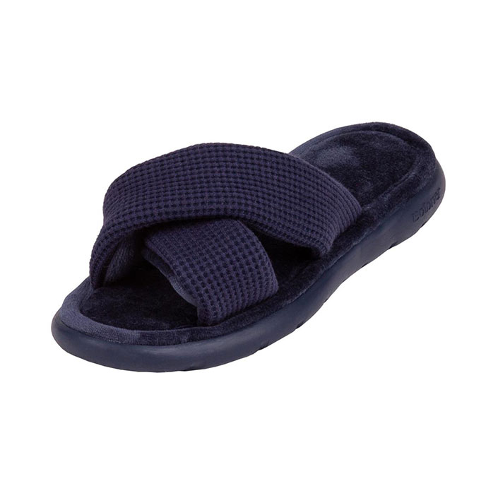 Isotoner Ladies iso-flex Waffle Open Toe Slippers Navy Extra Image 1