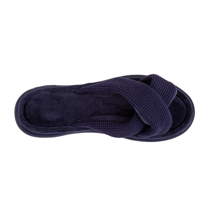 Isotoner Ladies iso-flex Waffle Open Toe Slippers Navy Extra Image 3