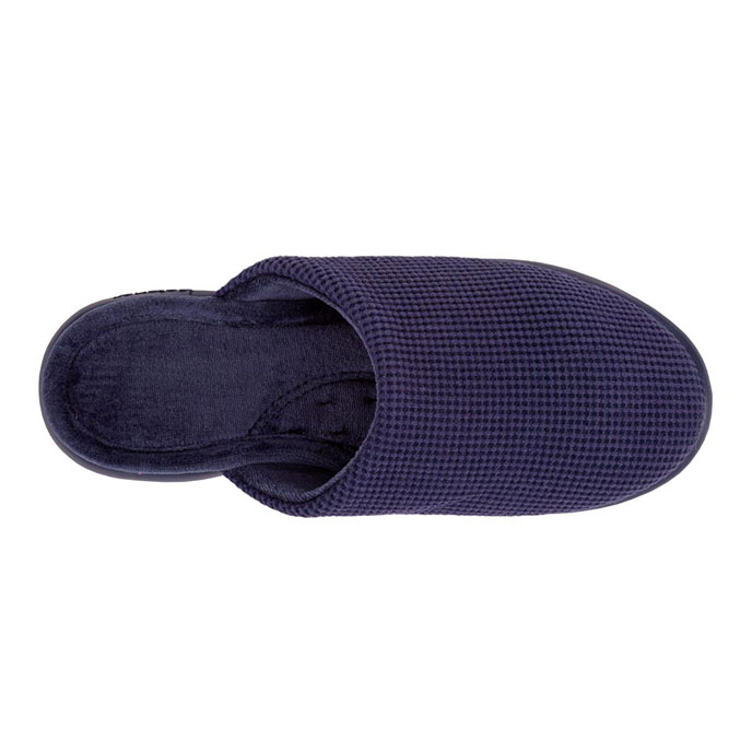 Isotoner Ladies iso-flex Waffle Mule Slippers Navy Extra Image 3