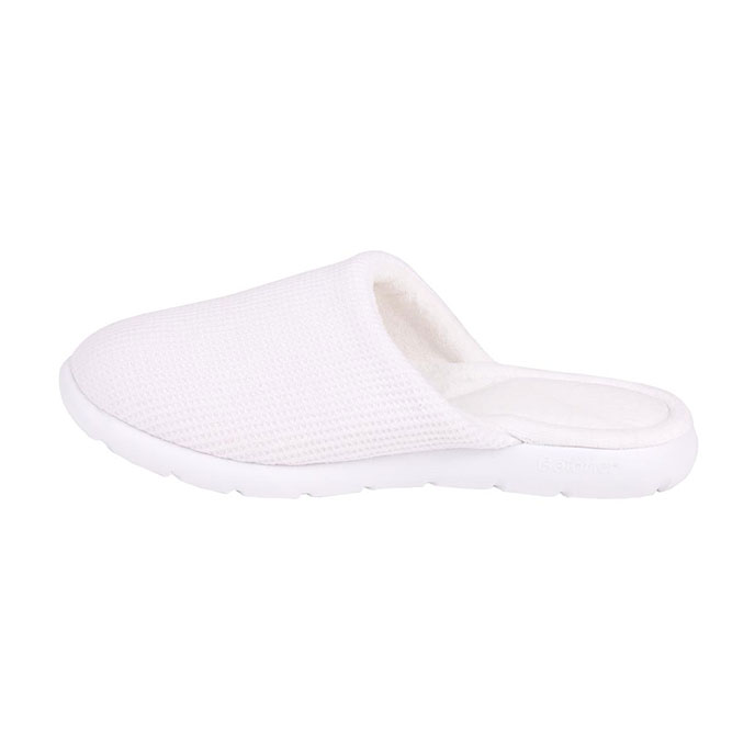 Isotoner Ladies iso-flex Waffle Mule Slippers White