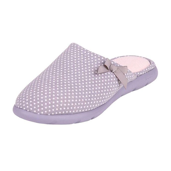 Isotoner Ladies iso-flex Spotted Mules Grey Spot Extra Image 1