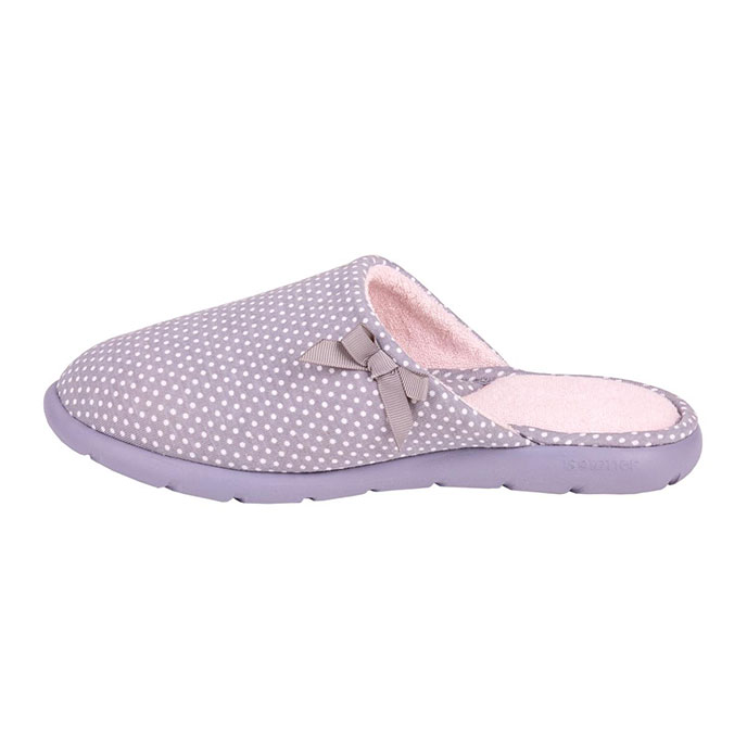 Isotoner Ladies iso-flex Spotted Mules Grey Spot Extra Image 2