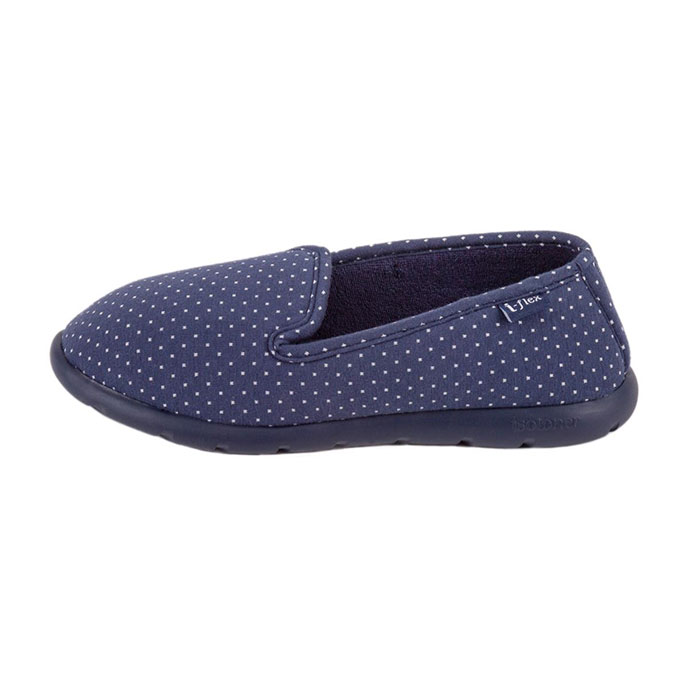 Isotoner Ladies iso-flex Spotted Fully Backed Slippers Navy Spot Extra Image 2