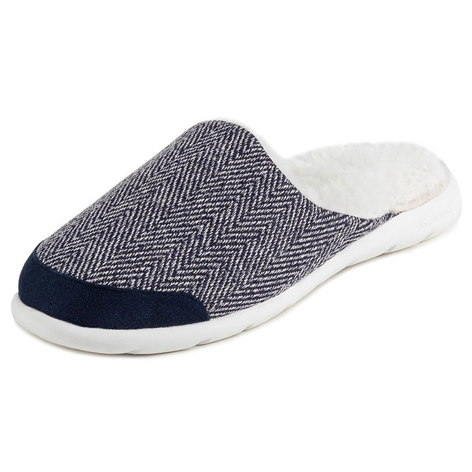 Isotoner Ladies Iso-Flex Herringbone Mule Slipper Navy Extra Image 1