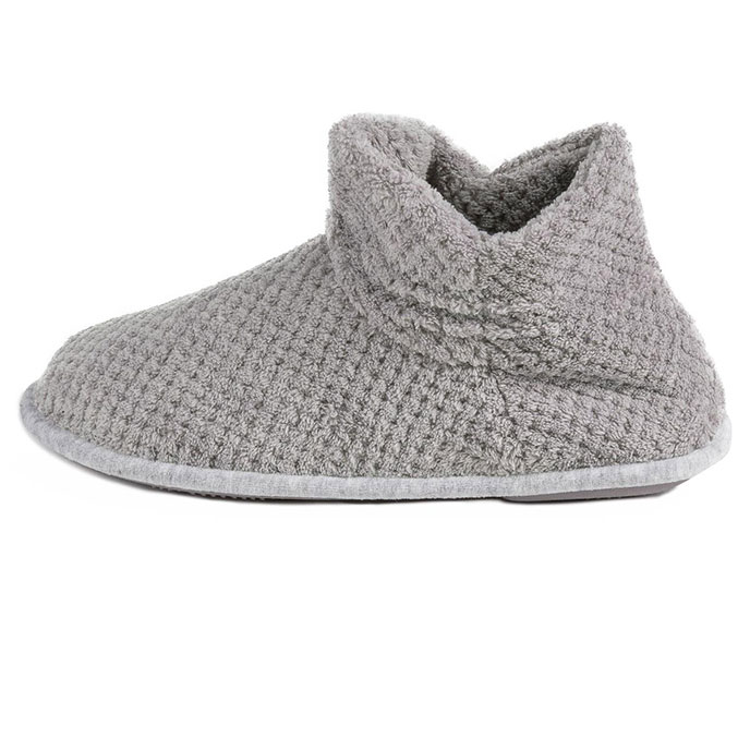 Isotoner Ladies Popcorn Bootie Slipper Grey Extra Image 2