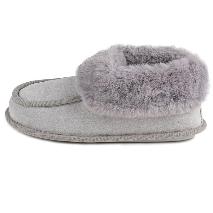 Isotoner Ladies Real Suede Moccasin Bootie Grey Extra Image 2