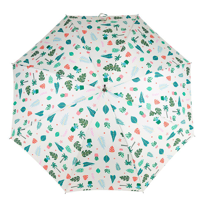 totes Tropical Print Auto Walker Umbrella with Wood Handle  Extra Image 1
