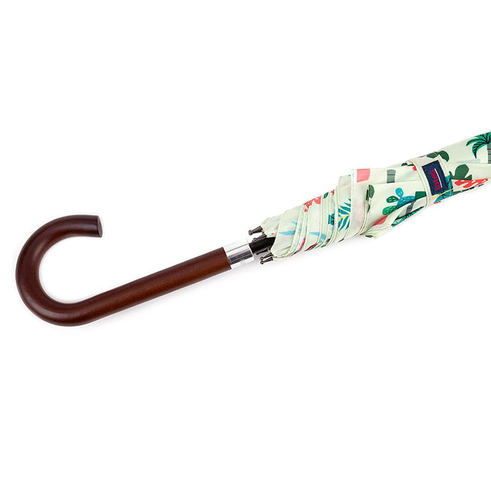 totes Tropical Print Auto Walker Umbrella with Wood Handle  Extra Image 3