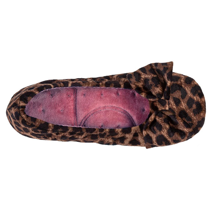 Isotoner Ladies Ballerina Slippers Animal & Pink Extra Image 3