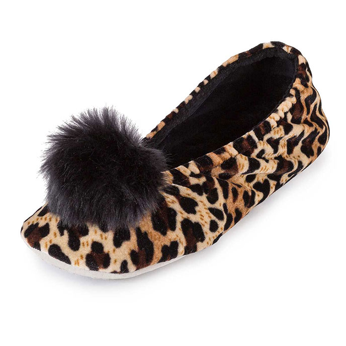 Isotoner Ladies Ballerina Slippers Panther with Black Extra Image 1