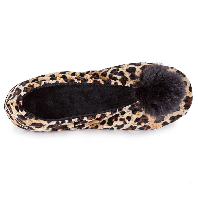 Isotoner Ladies Ballerina Slippers Panther with Black Extra Image 3