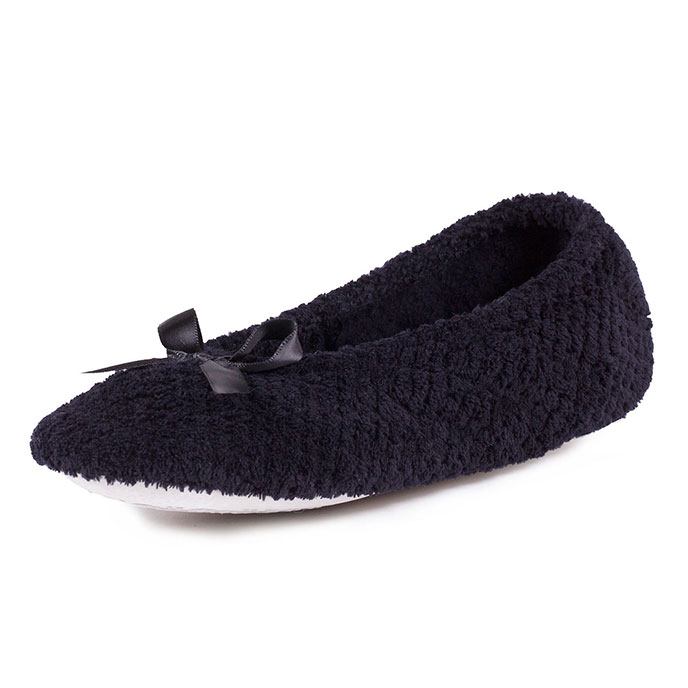 Isotoner Ladies Popcorn Ballet Slippers Black Extra Image 1