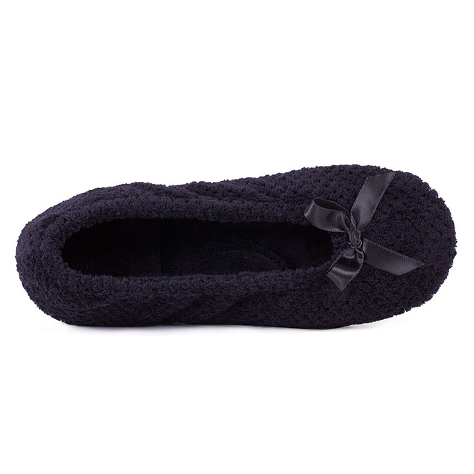 Isotoner Ladies Popcorn Ballet Slippers Black Extra Image 3