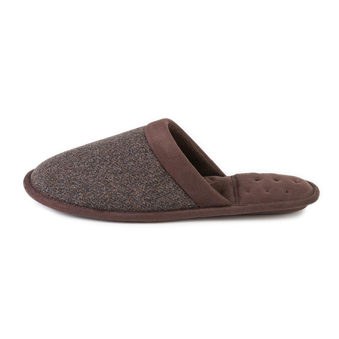 Isotoner Mens Textured Mule Slippers  Brown
