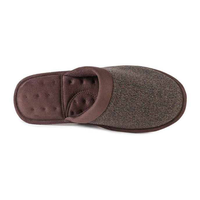 Isotoner Mens Textured Mule Slippers  Brown Extra Image 3