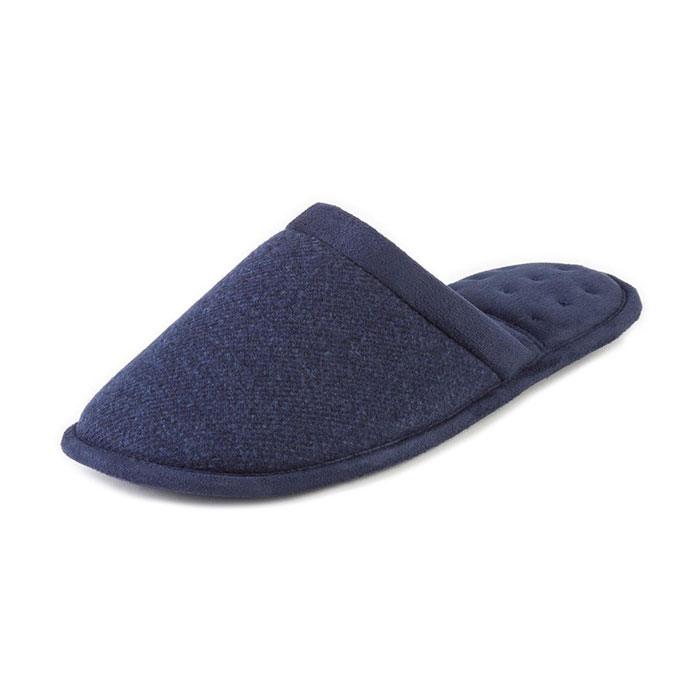 Isotoner Mens Textured Mule Slippers  Navy Extra Image 1