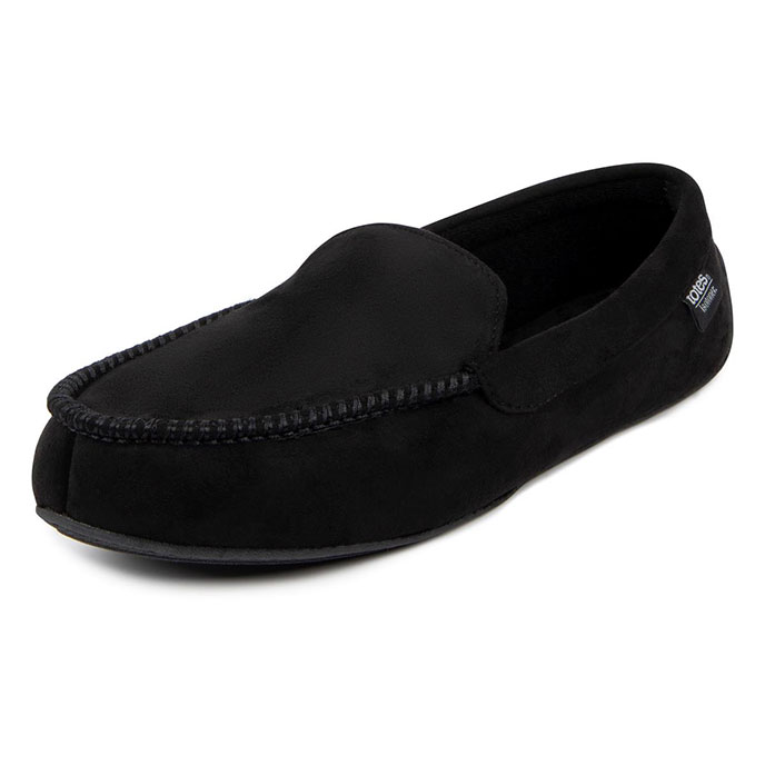 isotoner Mens Pillowstep Driving Moccasin Slippers Black/Grey Extra Image 1