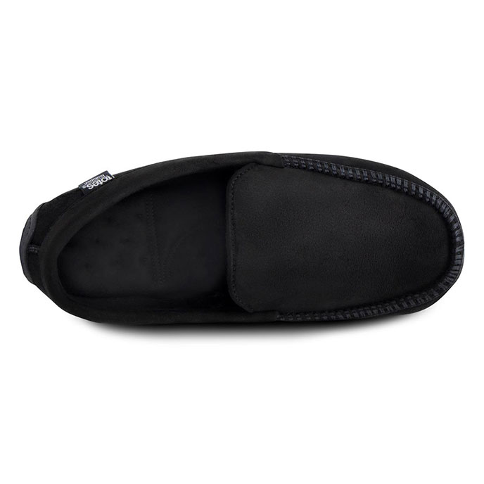 isotoner Mens Pillowstep Driving Moccasin Slippers Black/Grey Extra Image 3
