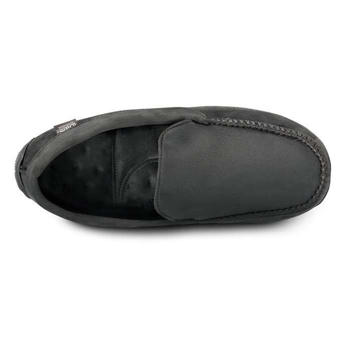 isotoner Mens Pillowstep Driving Moccasin Slippers Grey Extra Image 3
