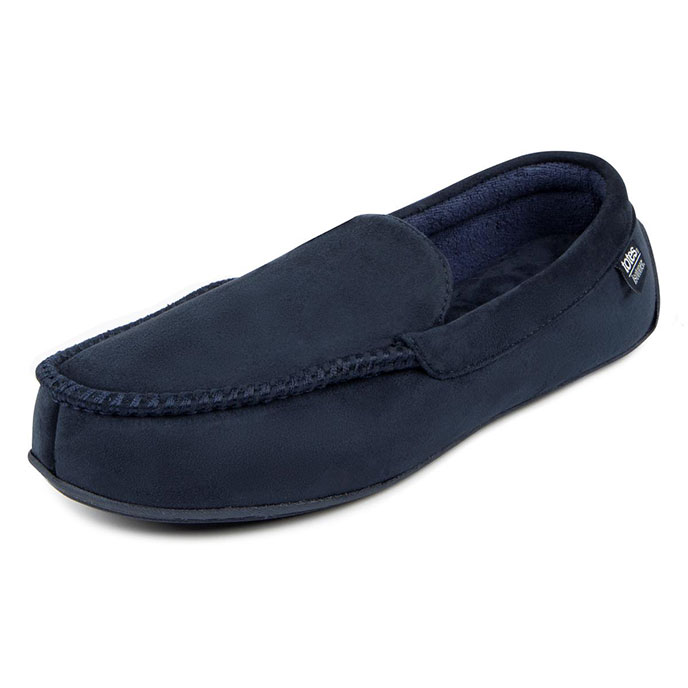 isotoner Mens Pillowstep Driving Moccasin Slippers Navy/Blue Extra Image 1