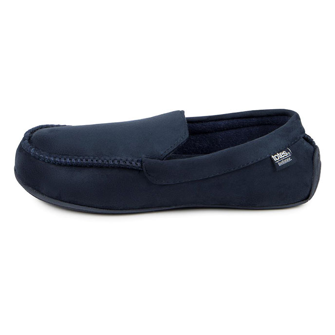 isotoner Mens Pillowstep Driving Moccasin Slippers Navy/Blue Extra Image 2