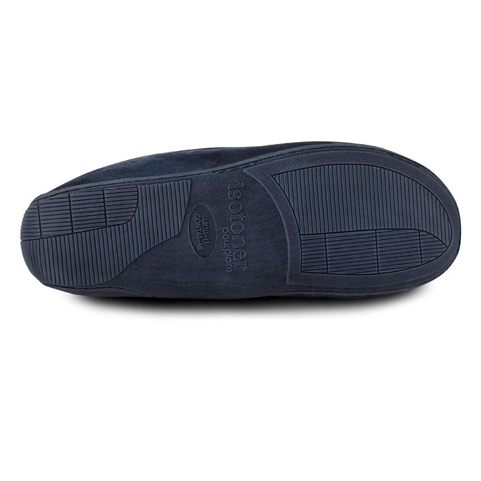 isotoner Mens Pillowstep Driving Moccasin Slippers Navy/Blue Extra Image 4