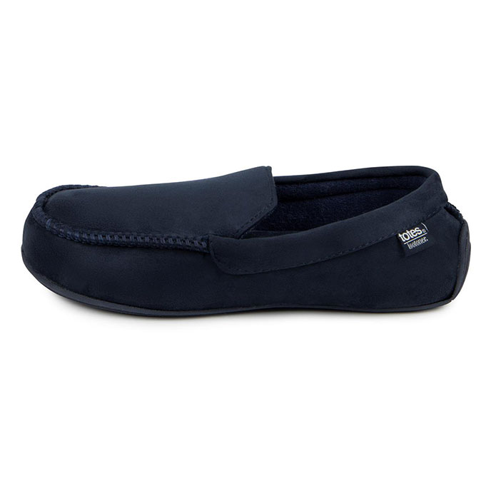 isotoner Mens Pillowstep Driving Moccasin Slippers Navy/Blue