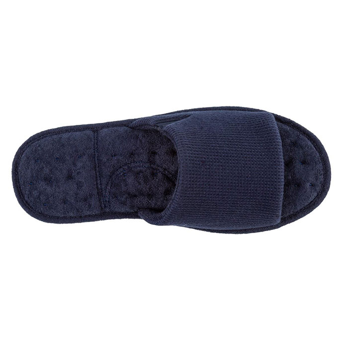 Isotoner Mens Waffle Open Toe Slippers Navy Extra Image 3