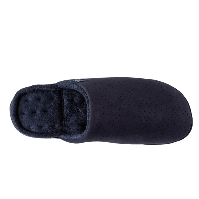 Isotoner Mens Perforated Suedette Mule Slippers Navy Extra Image 3