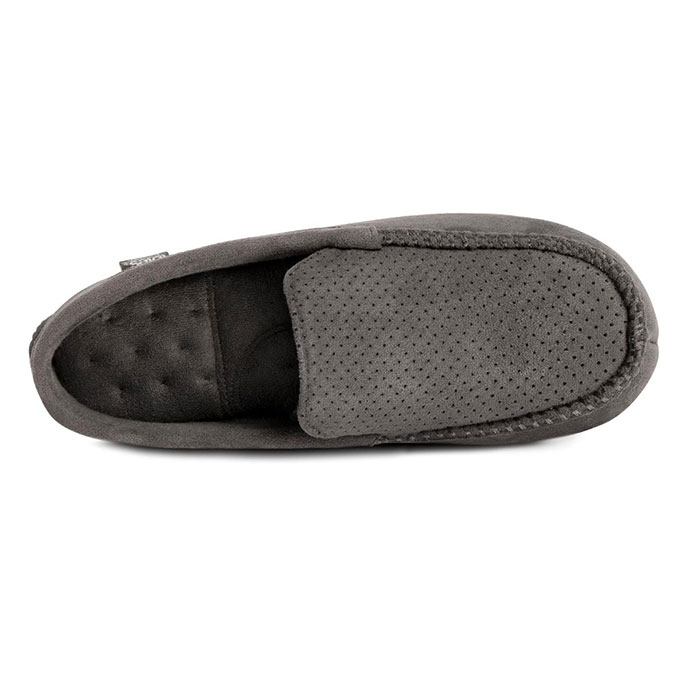 Isotoner Mens Airtex Suedette Moccasin Slipper Grey Extra Image 3