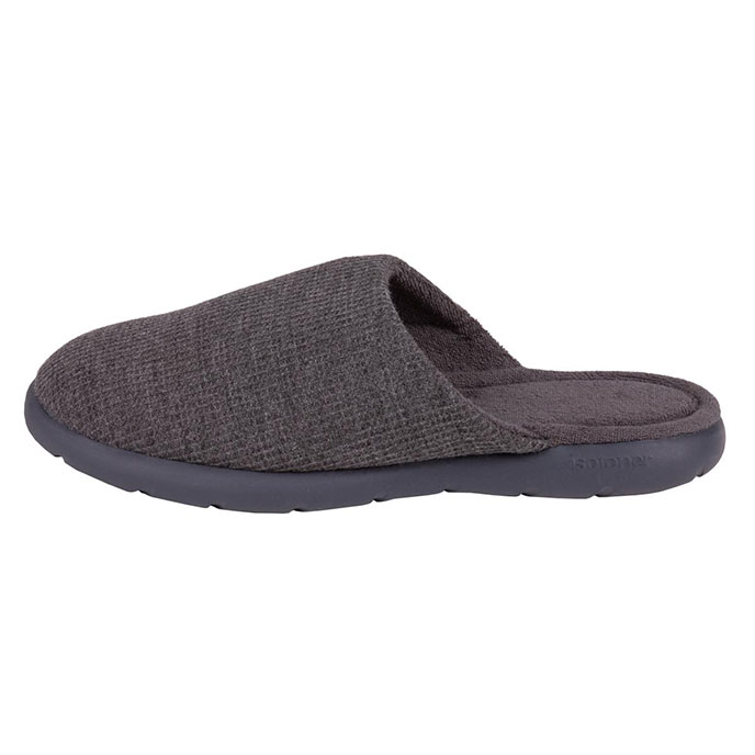 Isotoner Mens iso-flex Waffle Mule Slippers Grey