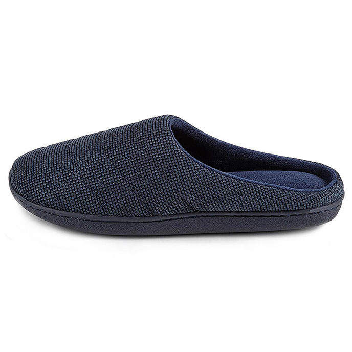 Isotoner Mens Textured Cord Stitched Mule Slipper Navy Extra Image 2