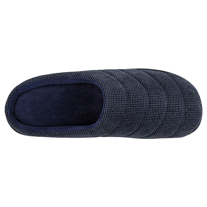Isotoner Mens Textured Cord Stitched Mule Slipper Navy Extra Image 3