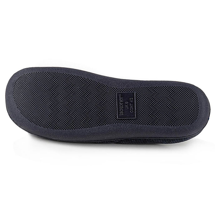 Isotoner Mens Textured Cord Stitched Mule Slipper Navy Extra Image 4
