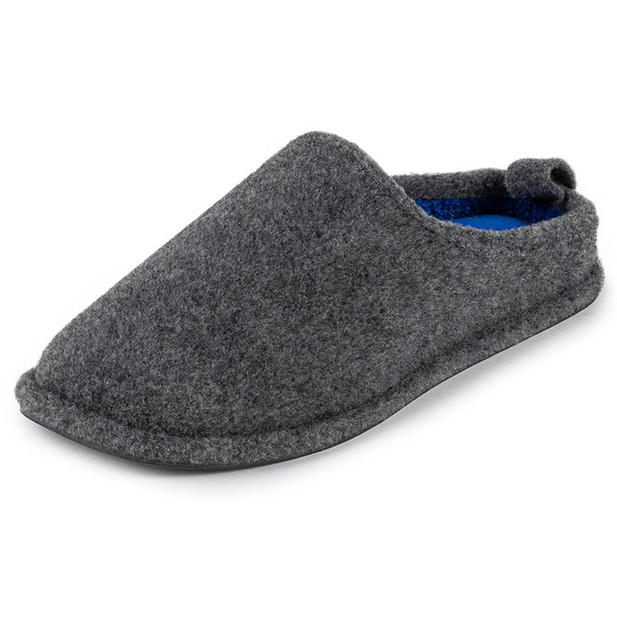 Isotoner Mens Felt Mule With Contrast Lining Slipper Grey Extra Image 1